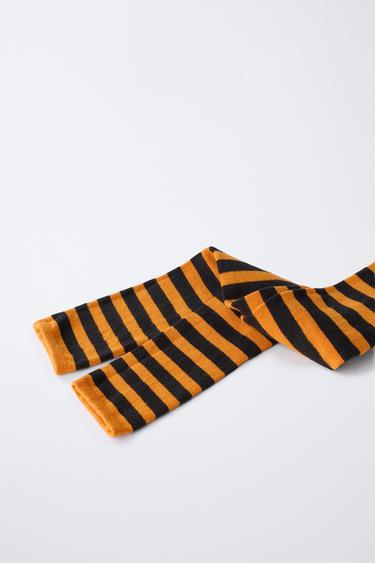 STRIPED TIGHTS - Orange by Zara - Image 1