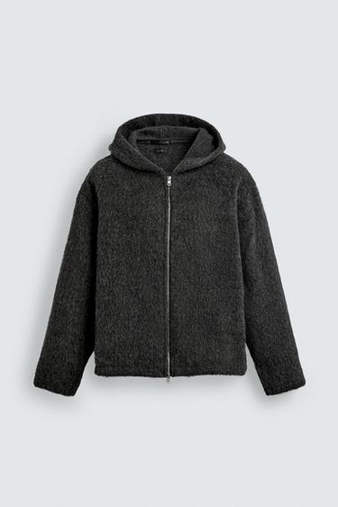 SOBRECAMISA EFECTO PELO  CAPUCHA - Gris de Zara