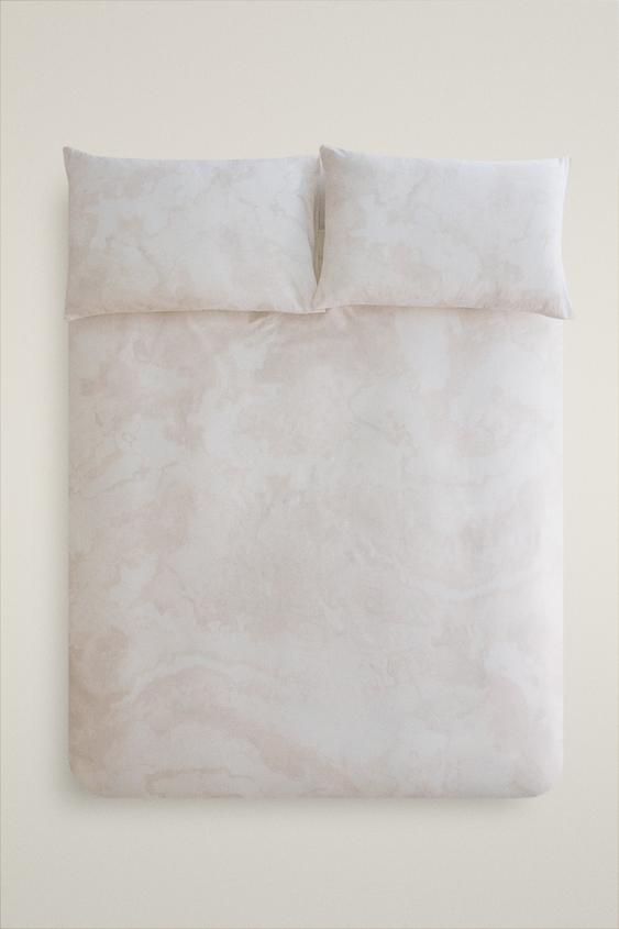 MARBLE PRINT DUVET COVER - أبيض مكسور الخاص بـ Zara - صورة 0