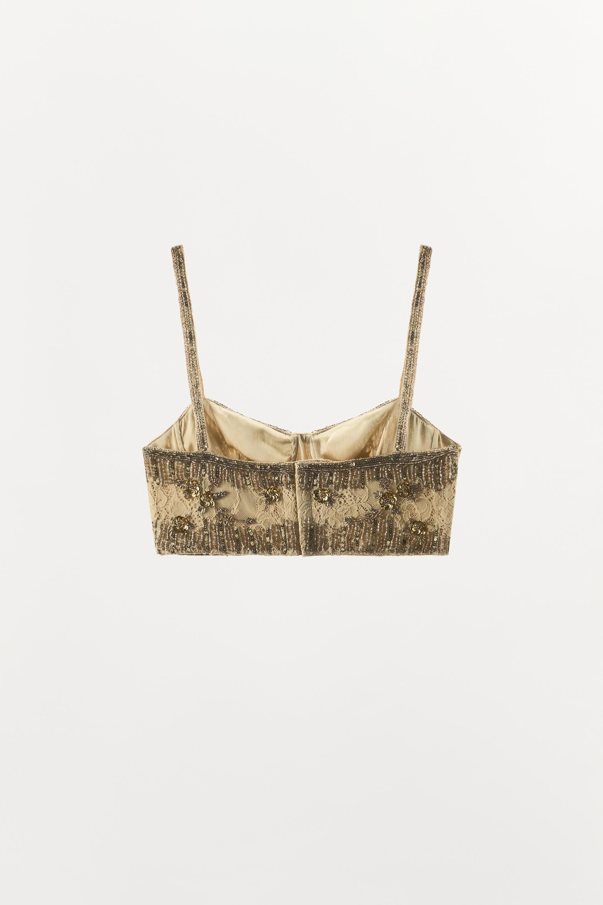 Zara Boncuklu Pullu Balenli Korse Top görsel 4