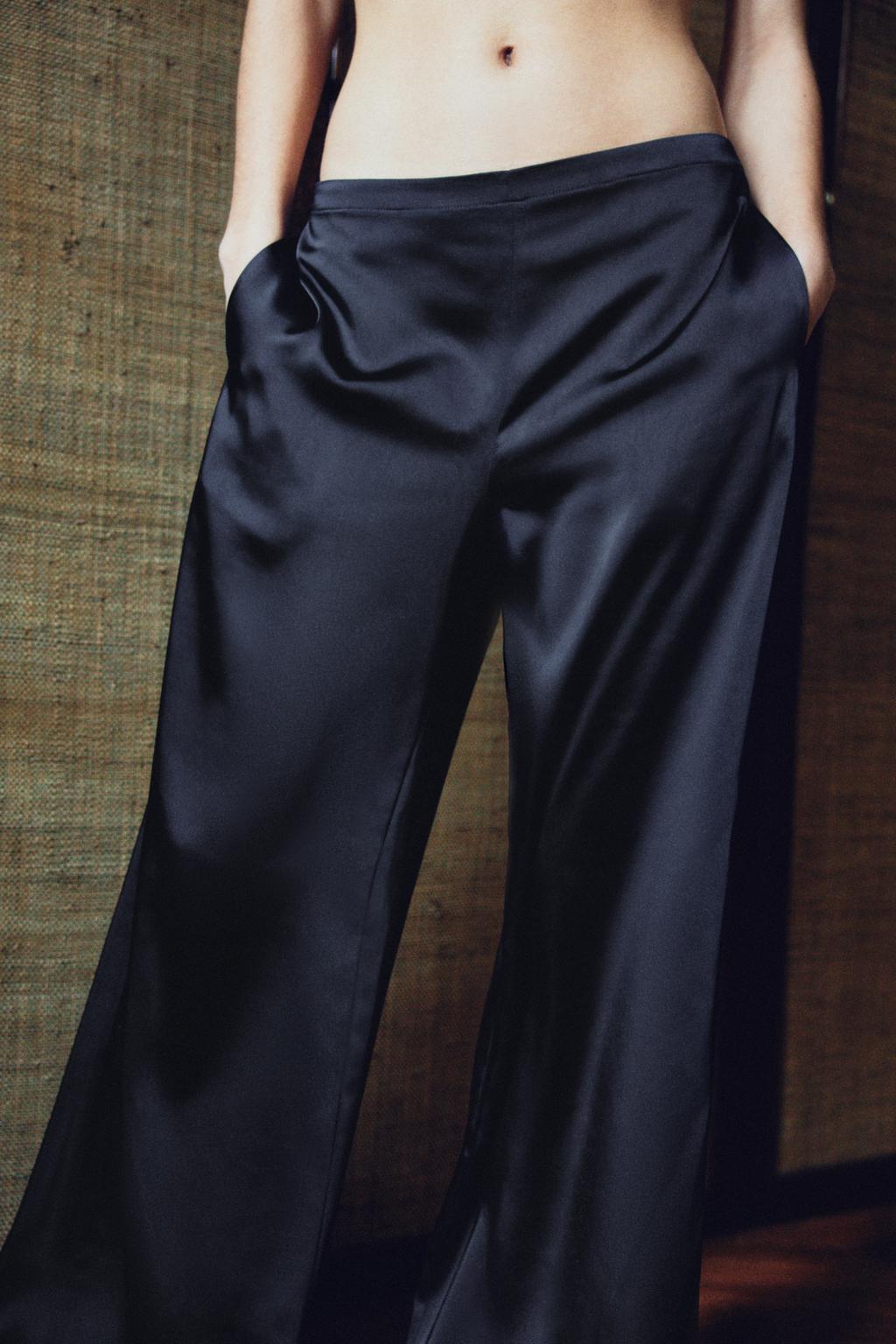 HIGH-WAISTED SATIN PANTS - image 2