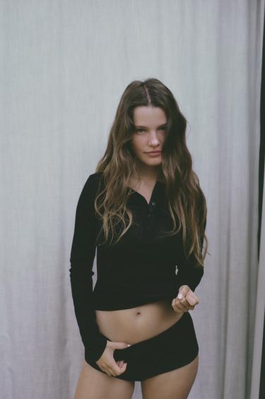 MINI SHORTS WITH COTTON BUTTONS - Black by Zara