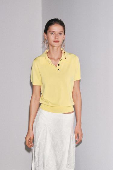 TOP POLO PUNTO MANGA CORTA - Amarillo de Zara