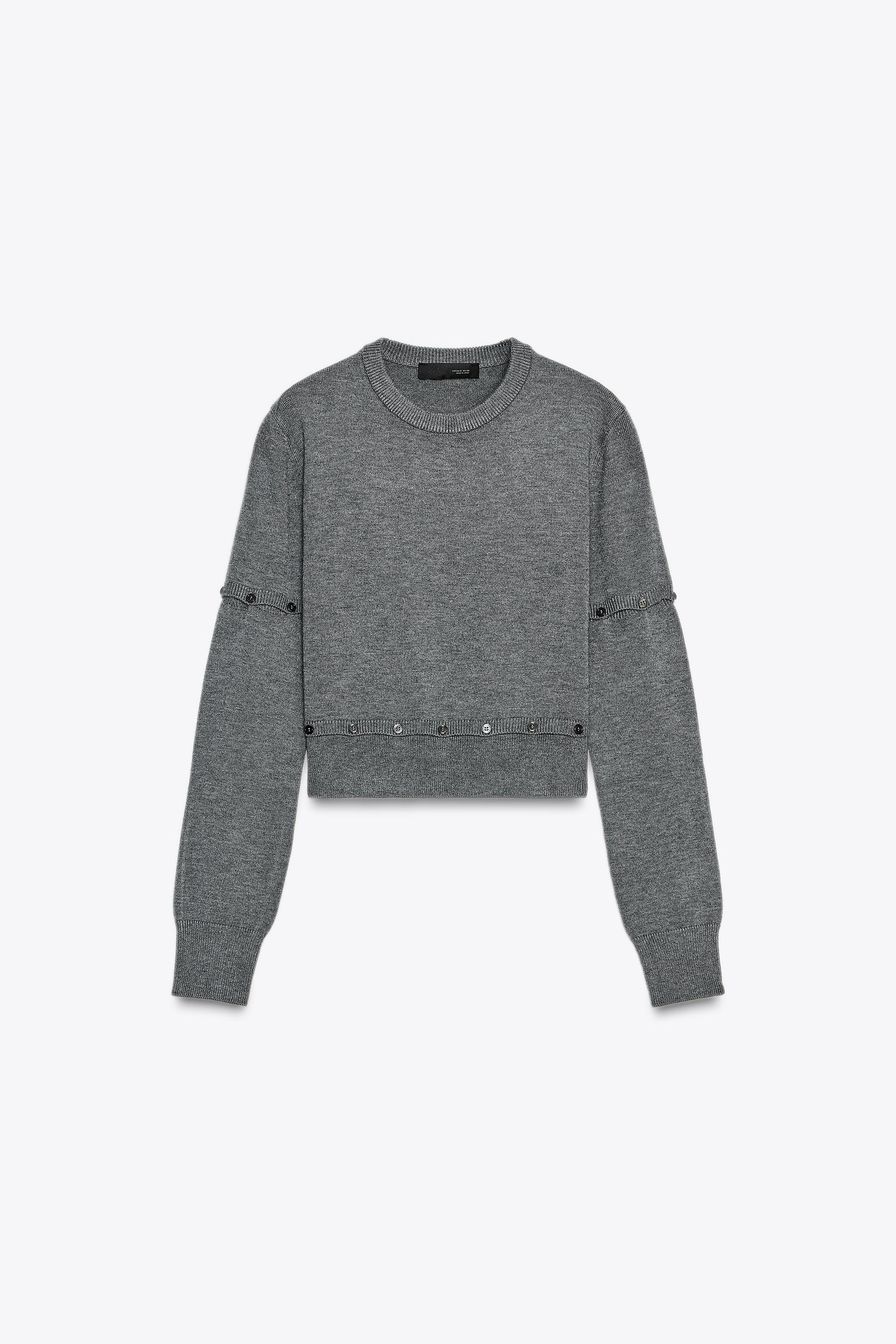 ボタン付き取り外し可能ニットセーター - グレー | ZARA Japan