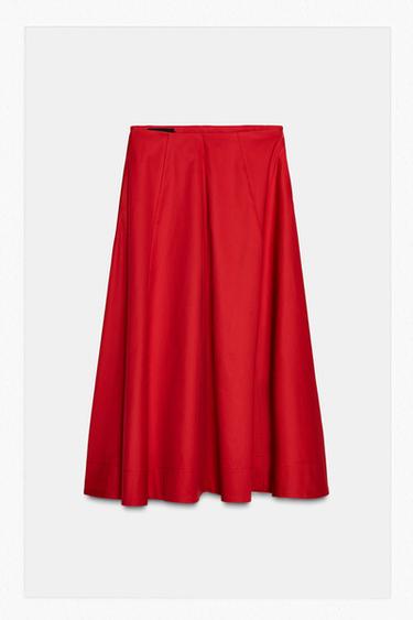 PLEATED MIDI SKIRT - Red by Zara