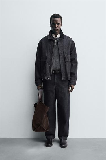 Zara RELAXED FIT DENIM CHINO PANTS - Indigo