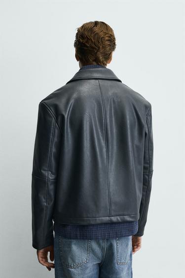 BLOUSON REGULAR FIT MATIÈRE SYNTHÉTIQUE - Bleu de Zara - Image 2