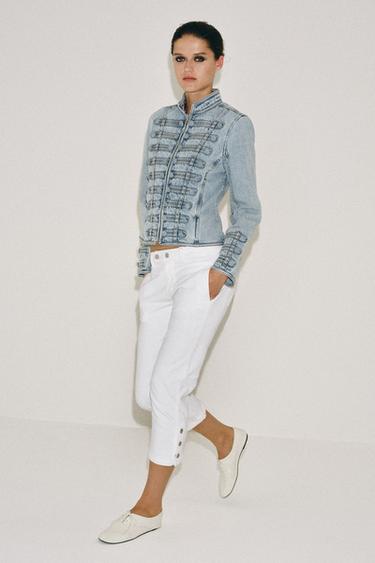 ZW COLLECTION MID-WAIST CAPRI JEANS - White by Zara