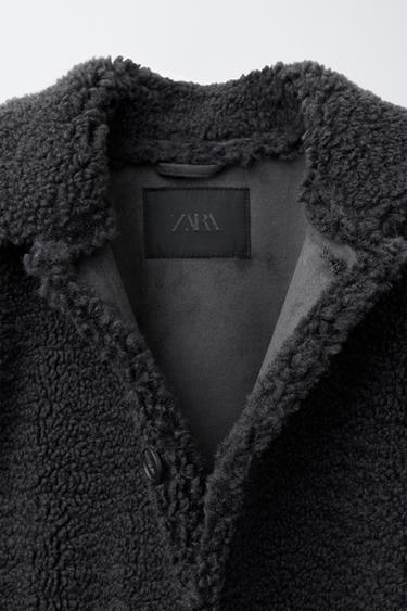 Zara 人造羊羔毛大衣 - 深無煙煤色