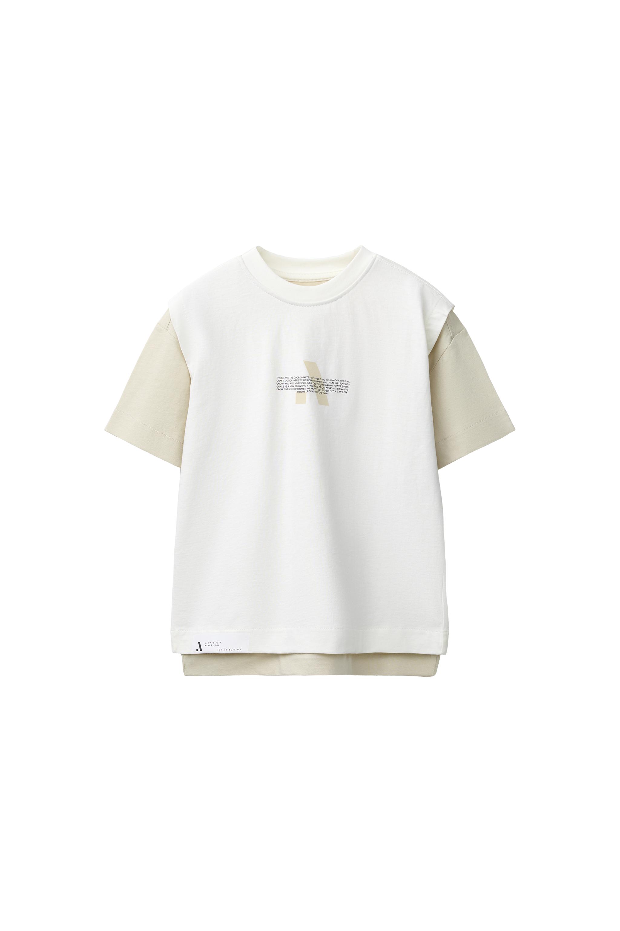 DOUBLE SPORTY T-SHIRT - CAMEL/WHITE | ZARA Canada
