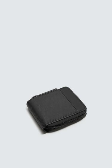 RUBBERISED WALLET WITH ZIP - Black by Zara - Image 1