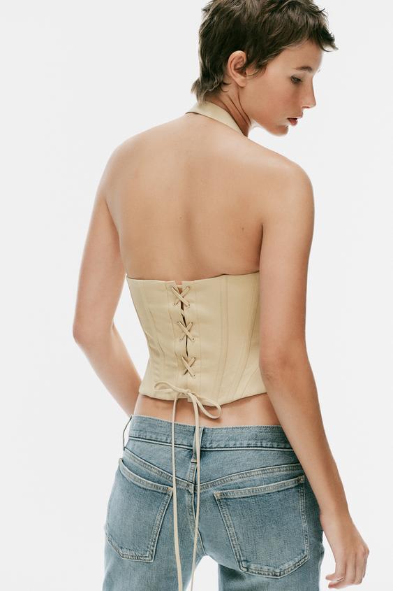 TOP CORSET HALTER - Beige de Zara - Image 3