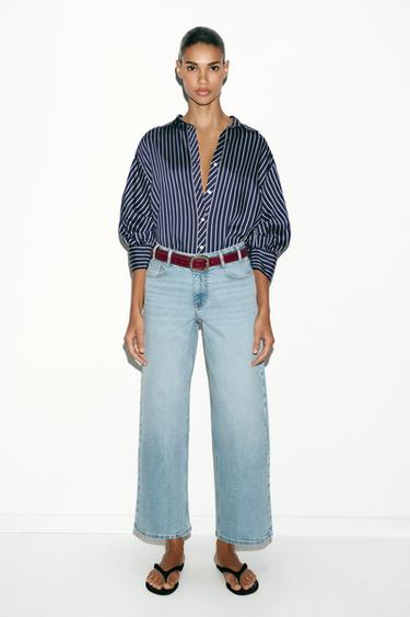 JEAN Z.10 JUPE-CULOTTE TAILLE HAUTE AVEC CEINTURE - Bleu clair de Zara