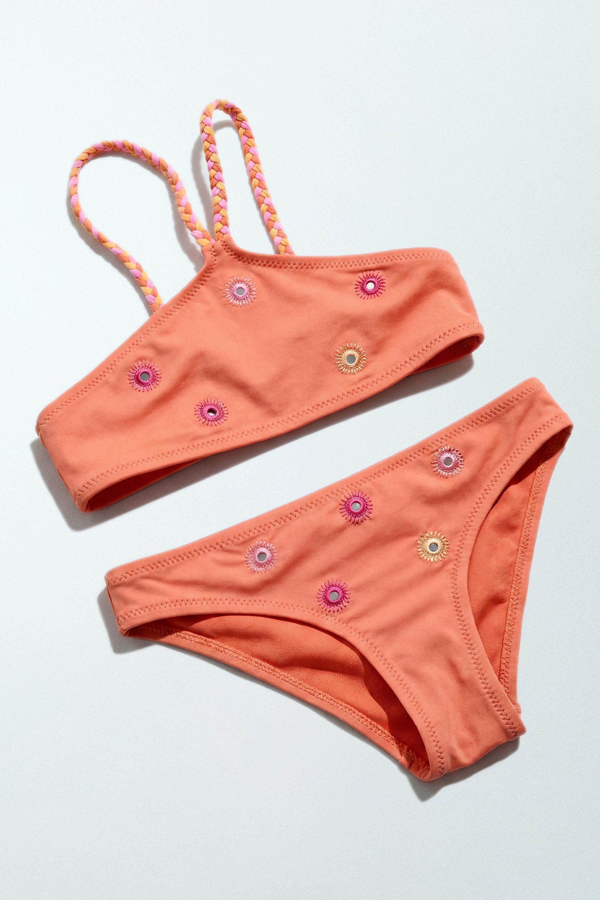 6-14 YEARS / EMBROIDERED MIRROR BIKINI — Orange