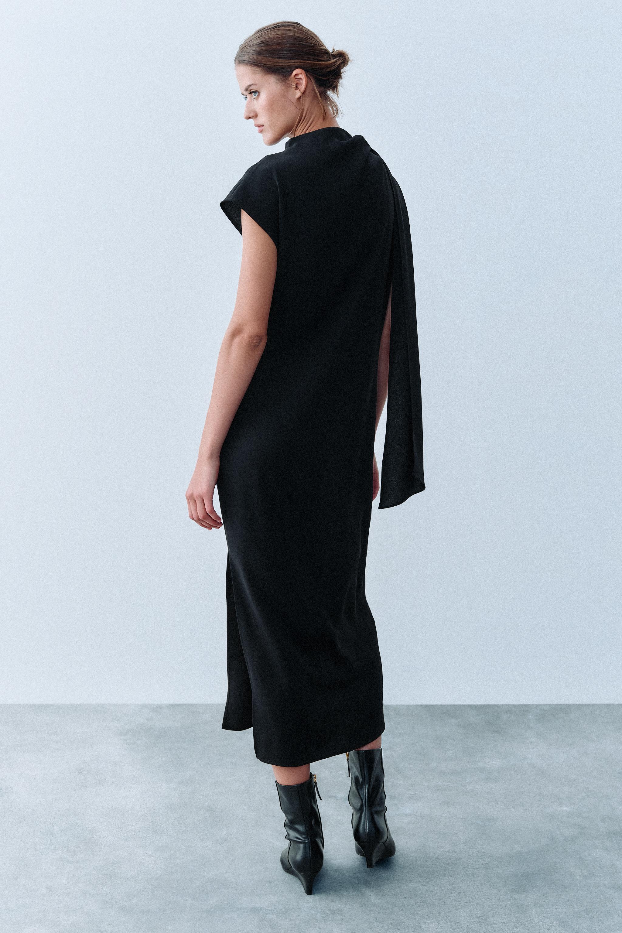 スカーフ ミディワンピース - ブラック | ZARA Japan / 日本