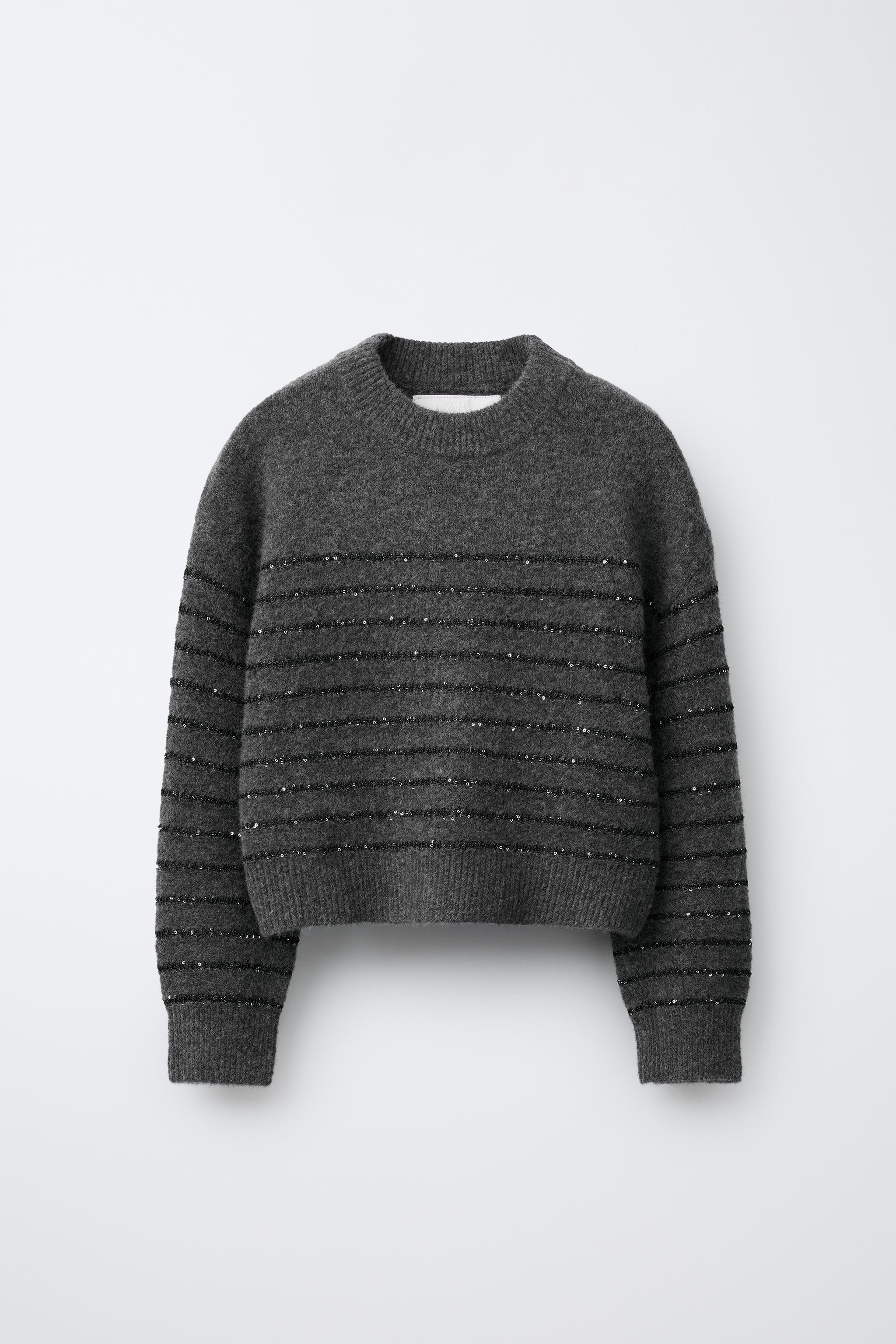 STRIPED SEQUIN KNIT SWEATER