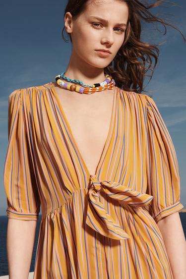 ROBE MIDI RAYURES LIMITED EDITION - Orange de Zara - Image 1