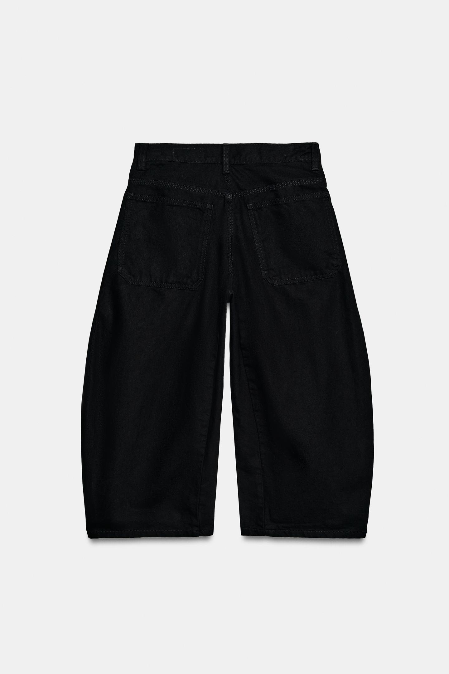 Женские шорты Zara Mid-Rise Carrot Denim Bermuda Shorts ZW Collection, цвет: Чёрный — фото 7