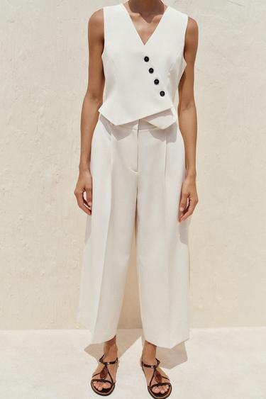 COMBINAISON LARGE GILET - Écru de Zara - Image 1