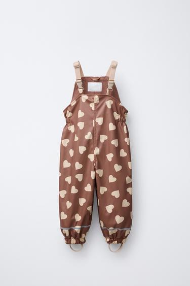 WATER RESISTANT PRINTED RUBBERISED DUNGAREES - Pink by Zara