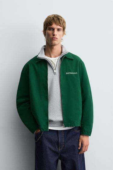 EMBROIDERED ZIP-UP JACKET - Green by Zara