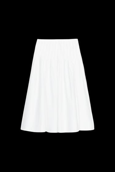 FALDA MIDI PLIEGUES - Blanco de Zara - Imagen 0