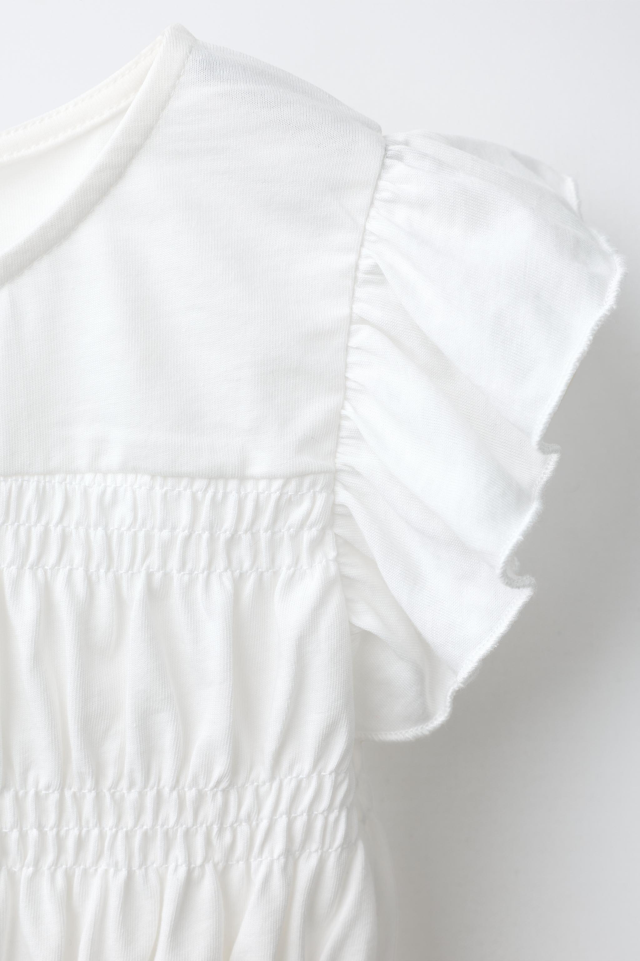フリル＆ギャザーTシャツ - ホワイト | ZARA Japan / 日本