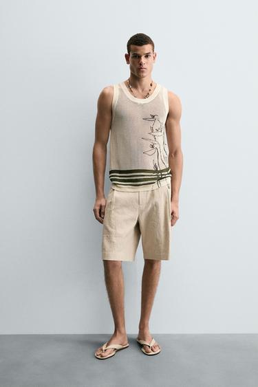 CAMISETA TANK BORDADOS COMBINADOS FILIPE JARDIM X ZARA - Cru da Zara - Imagem 0