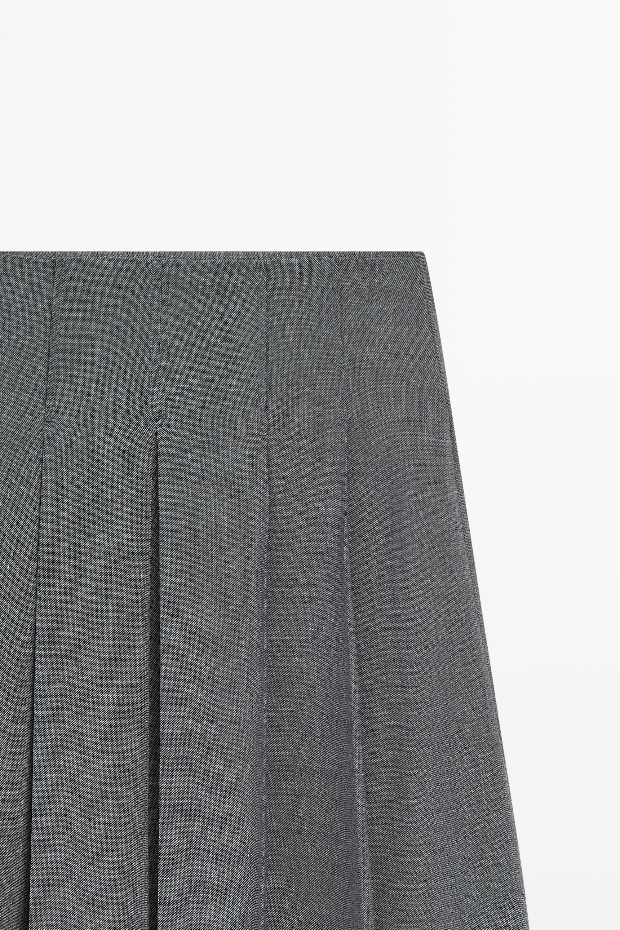 Pleated wool-blend midi skirt