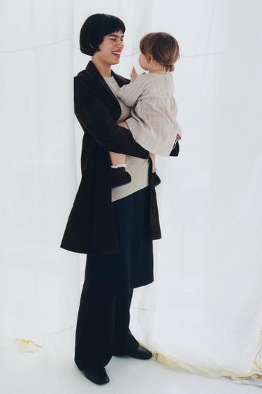 Zara EMBROIDERED COTTON GAUZE DRESS AND PANTY SET - taupe brown