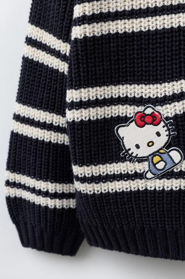 ТРИКОТАЖНИЙ ДЖЕМПЕР У СМУЖКУ З НАШИВКАМИ HELLO KITTY © SANRIO - Темно-синій/блакитний Zara