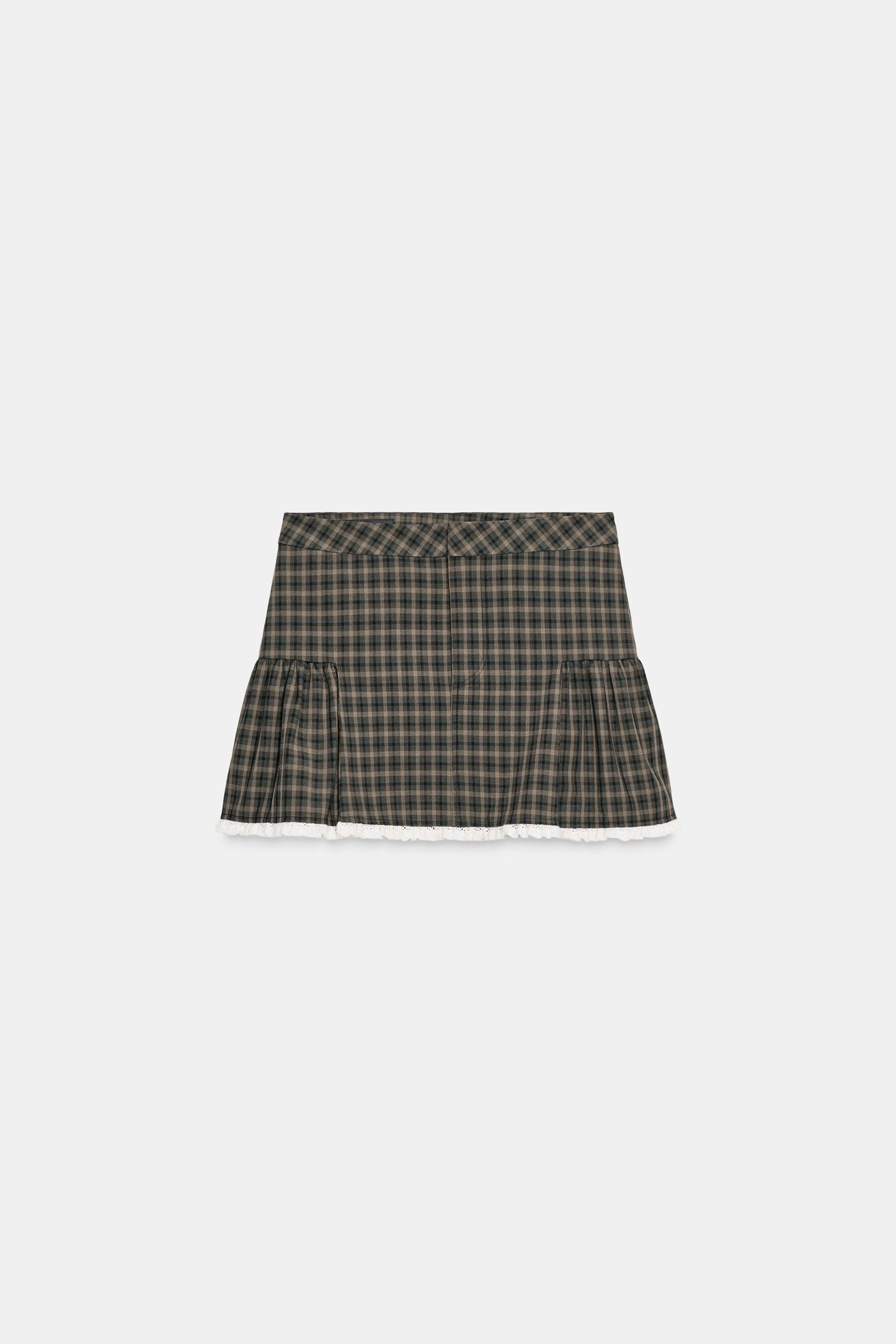 PLAID LACE MINI SKIRT