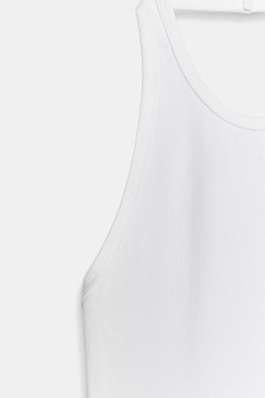 TOP HALTER CÔTELÉ - Blanc de Zara - Image 8