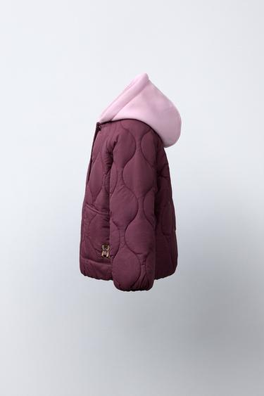 VESTE REMBOURRÉE À CAPUCHE AVEC OURS BRODÉ - Bordeaux de Zara - Image 2