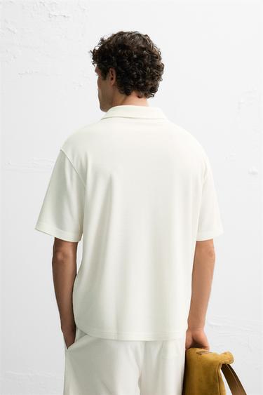 TEXTURED CHECK POLO SHIRT - Oyster-white by Zara - Image 2