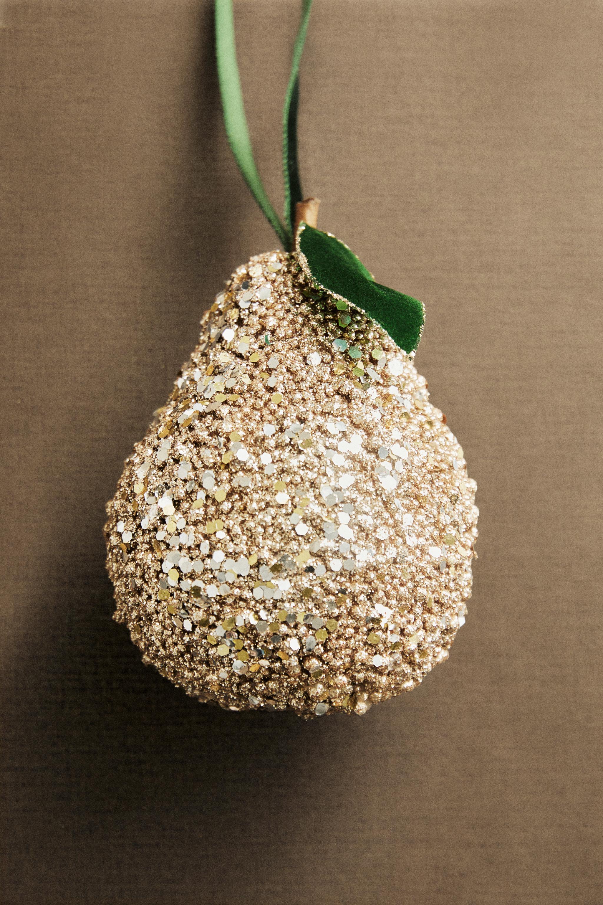 GLITTERY PEAR CHRISTMAS TREE ORNAMENT