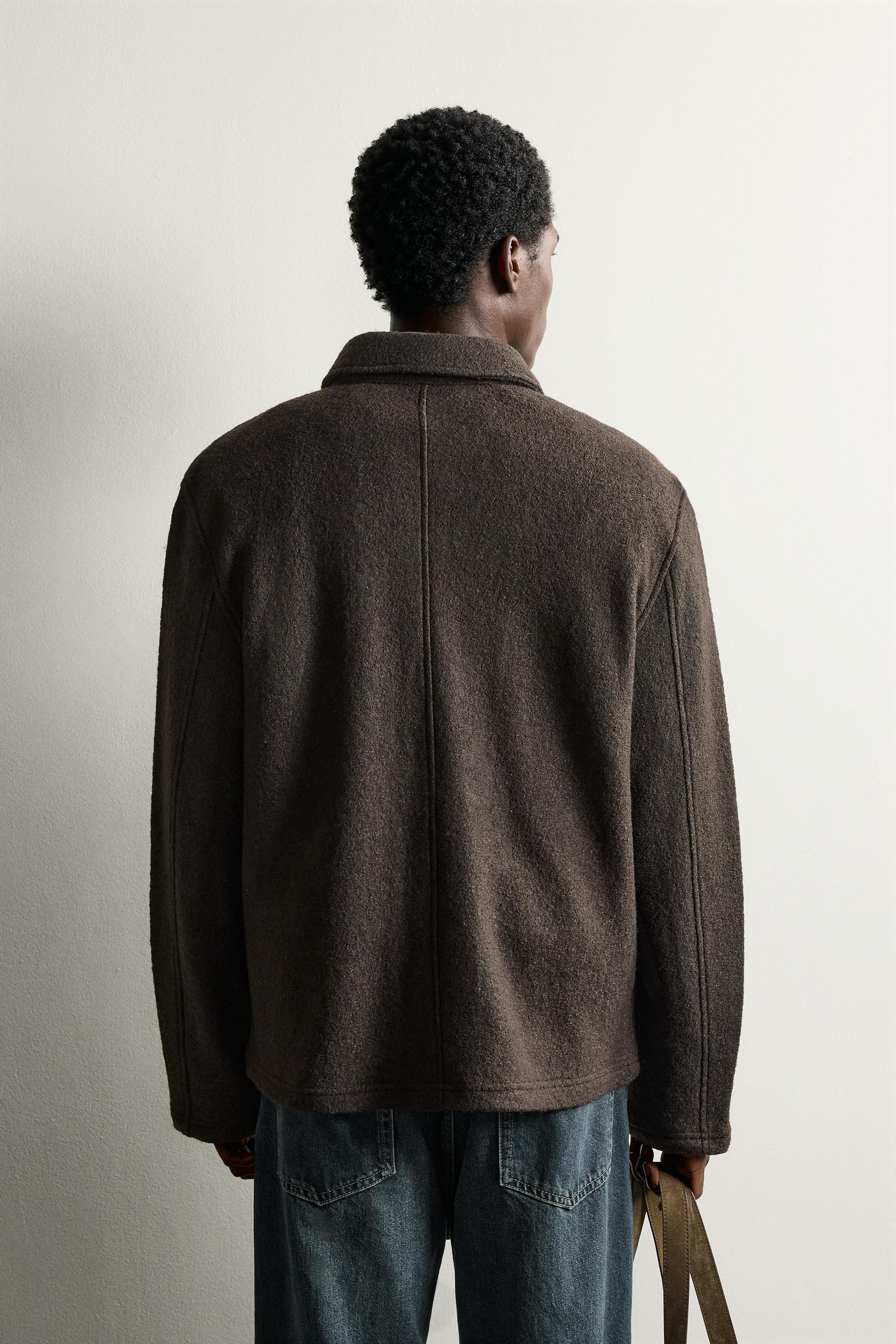 VISCOSE-WOOL BLEND TEXTURED OVERSHIRT
