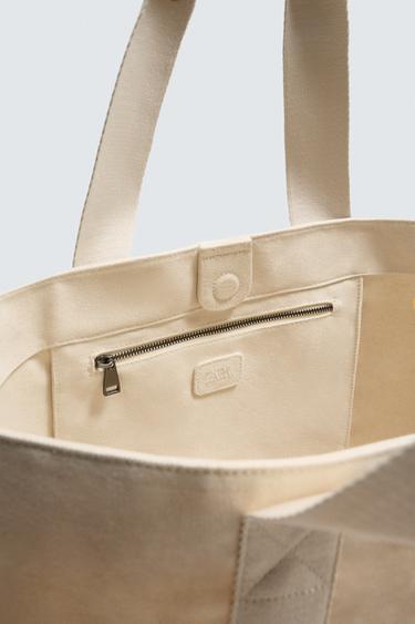 SAC SHOPPER EN TISSU DE COTON - Blanc écru de Zara - Image 3