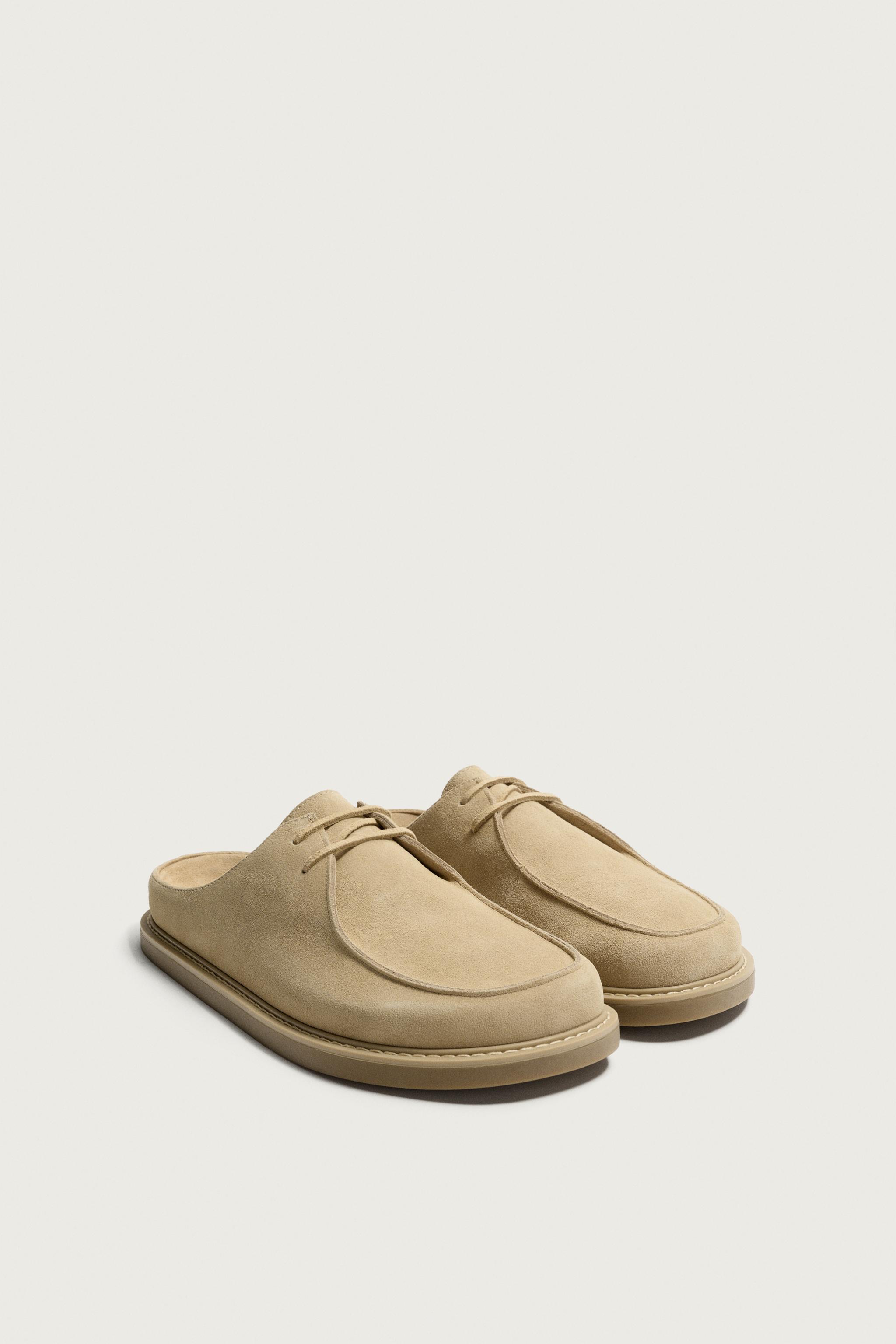 LEATHER CLOGS — Beige