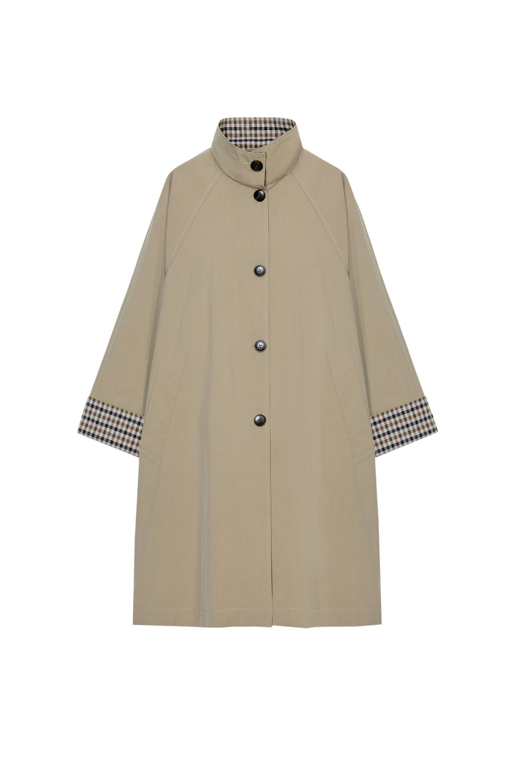 OVERSIZED PLAID CUFF TRENCH COAT - image 3