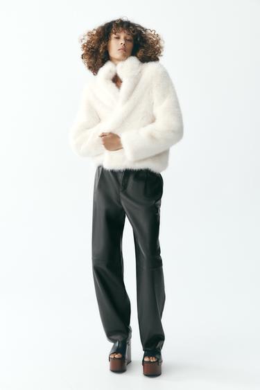 Zara ZW COLLECTION FAUX FUR JACKET - White