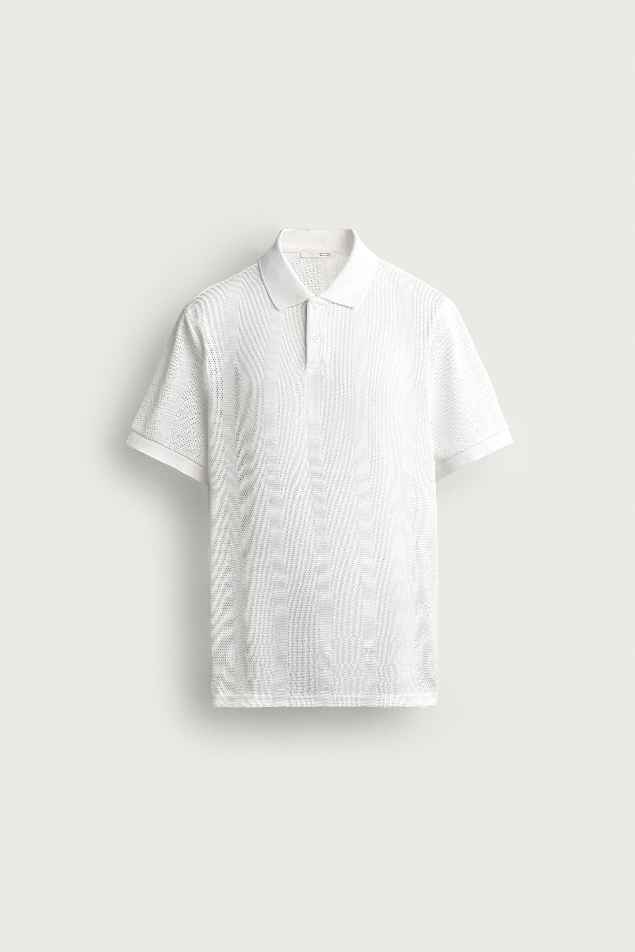 STRIPED JACQUARD REGULAR FIT POLO — Oyster-white