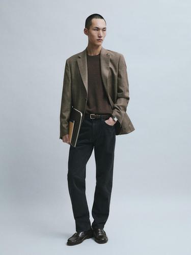 100% wool houndstooth blazer — Beige marl 1