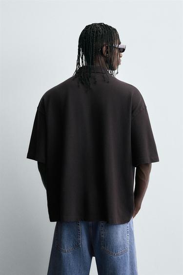 WASHED SLOGAN PRINT POLO SHIRT - charcoal grey by Zara - Image 2