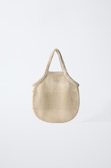 SAC SHOPPER RÉSILLE BRODÉ - Blanc écru de Zara - Image 4