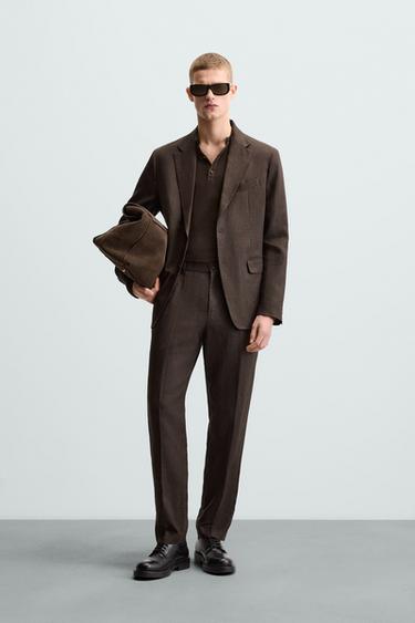 100% LINEN SUIT - Brown marl by Zara - Image 0