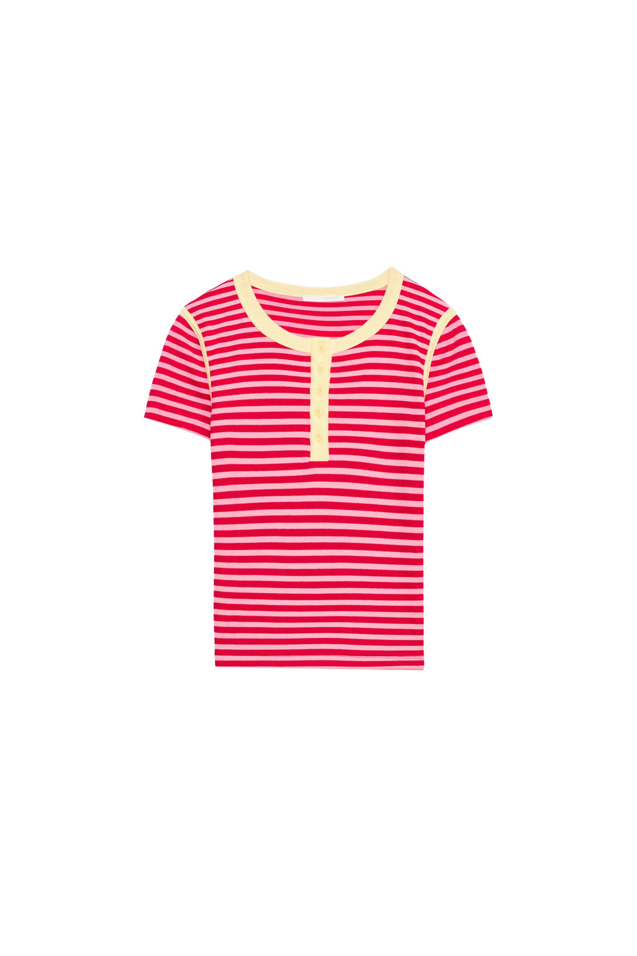 STRIPED RIBBED T-SHIRT - Yellow | ZARA Canada