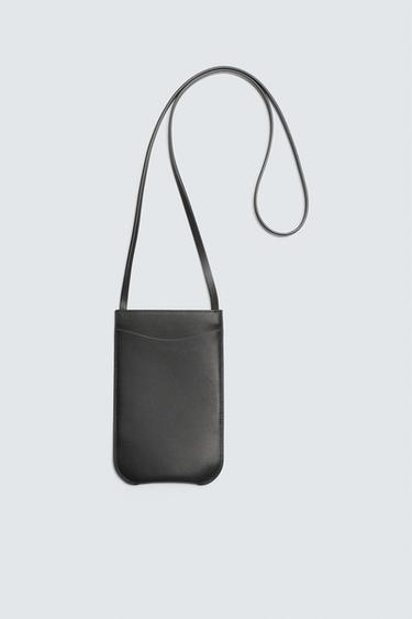 LEATHER CROSSBODY BAG - Black by Zara