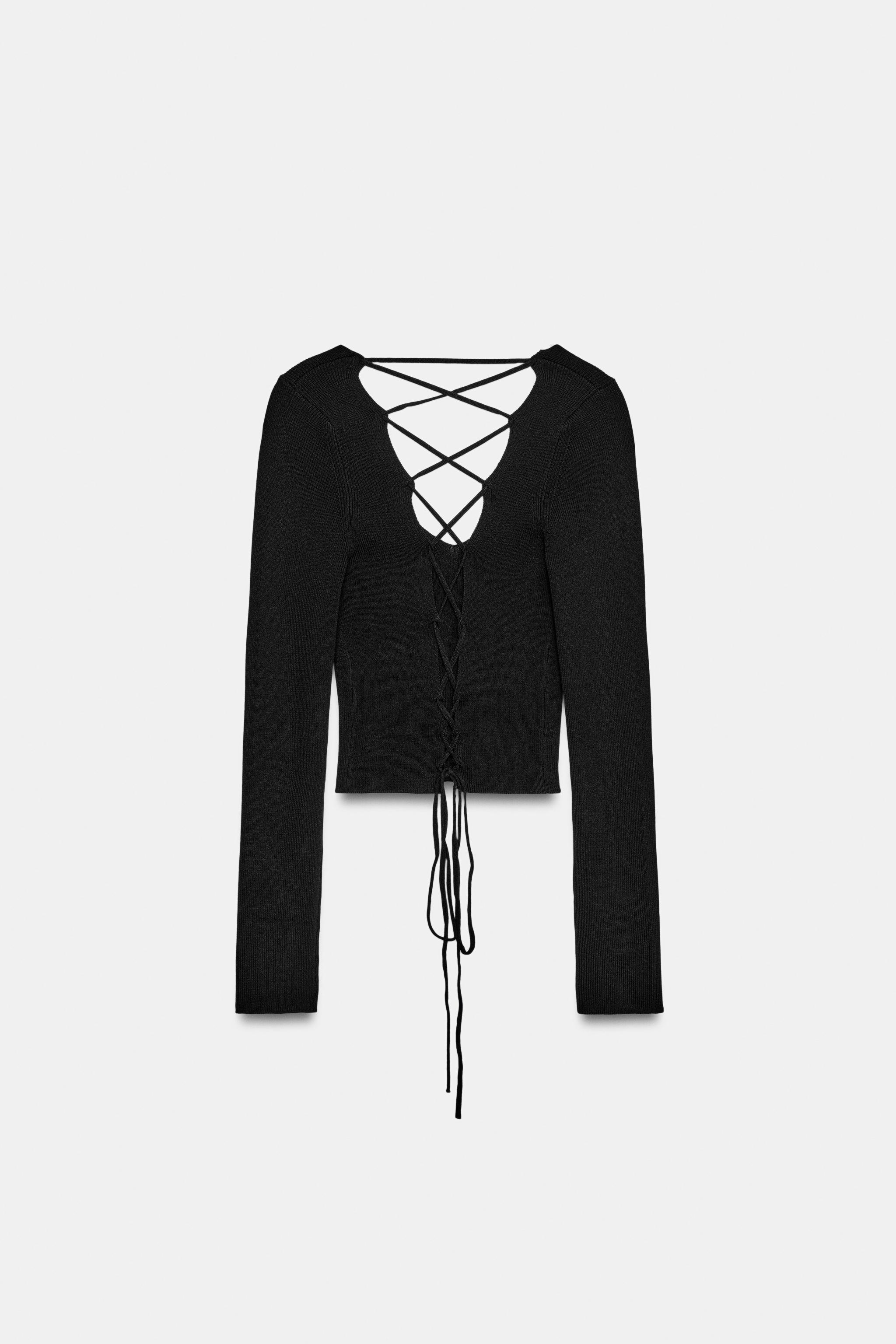 Женские свитеры Zara KNIT CROSSED BACK TOP — фото 6