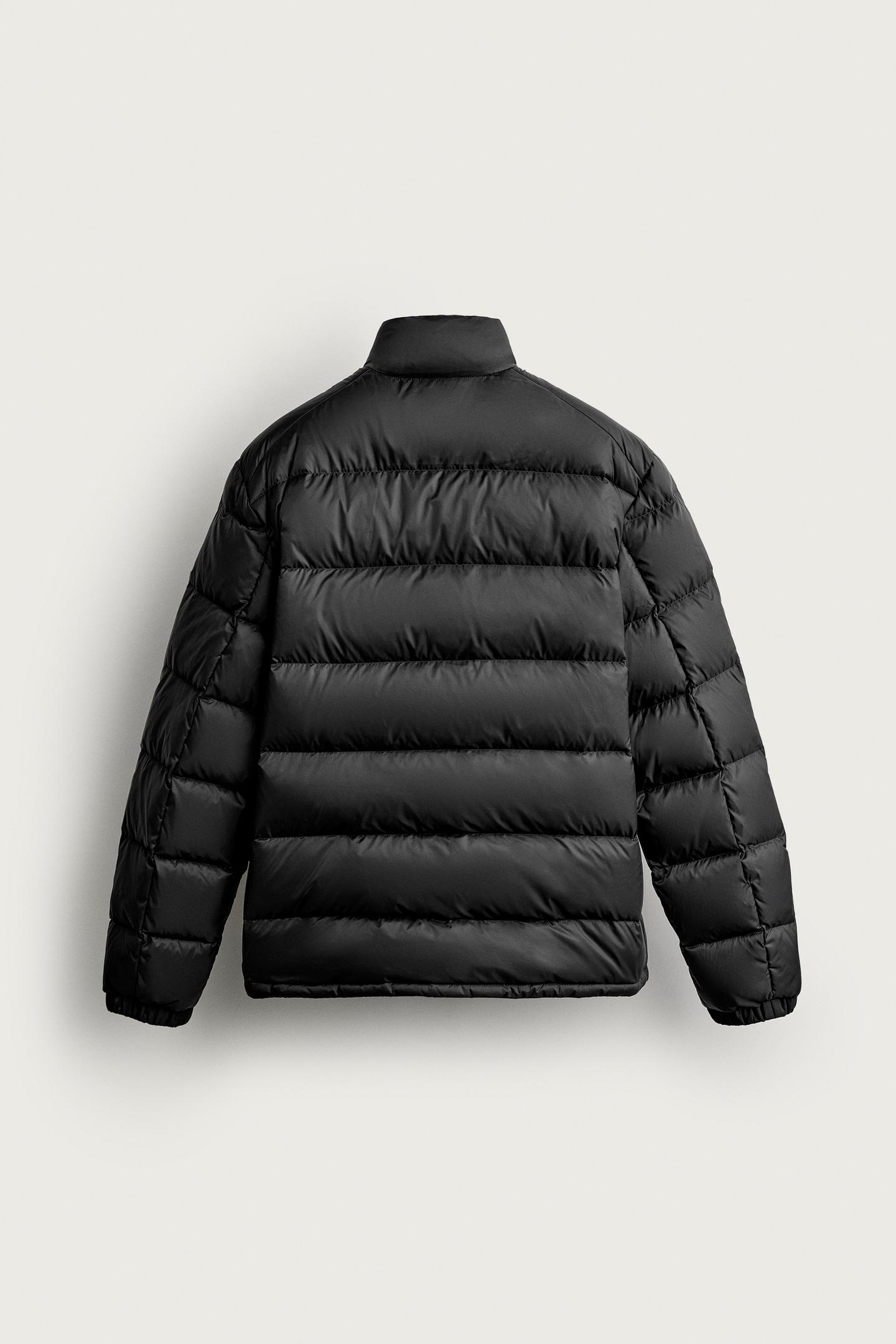 Мужская куртка Zara 80% Down - 20% Feather Water-Repellent Puffer, цвет: Чёрный — фото 9